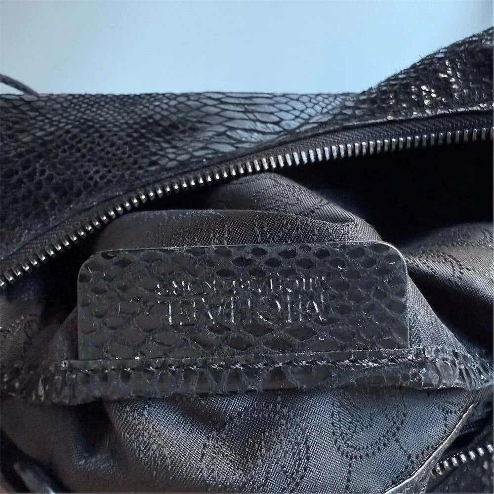 MK Rhea Chrystal Black Snake Studded Hobo Crossbody Bag Fringe Rockstar Cowgirl - Picture 8 of 8